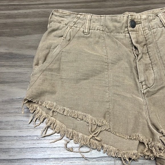 FREE PEOPLE HIGH RISE GREEN MILITARY SYLE CUT OFF SHORTS 8 - Picture 3 of 16